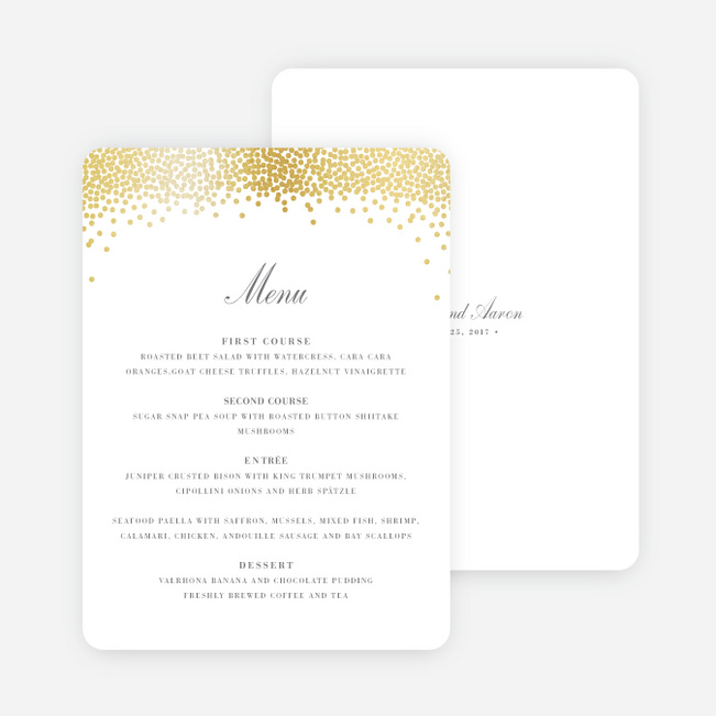 Confetti of Joy Wedding Menus - White