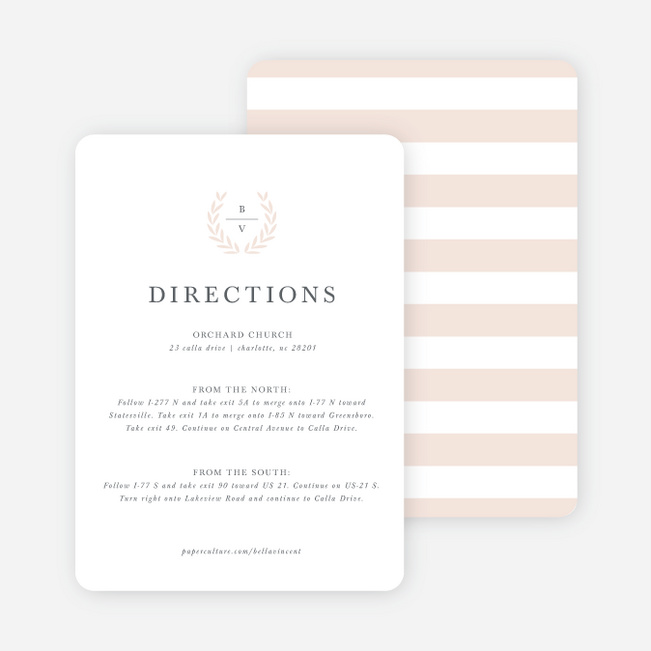 Look to Your Laurels Wedding Direction Cards - Beige