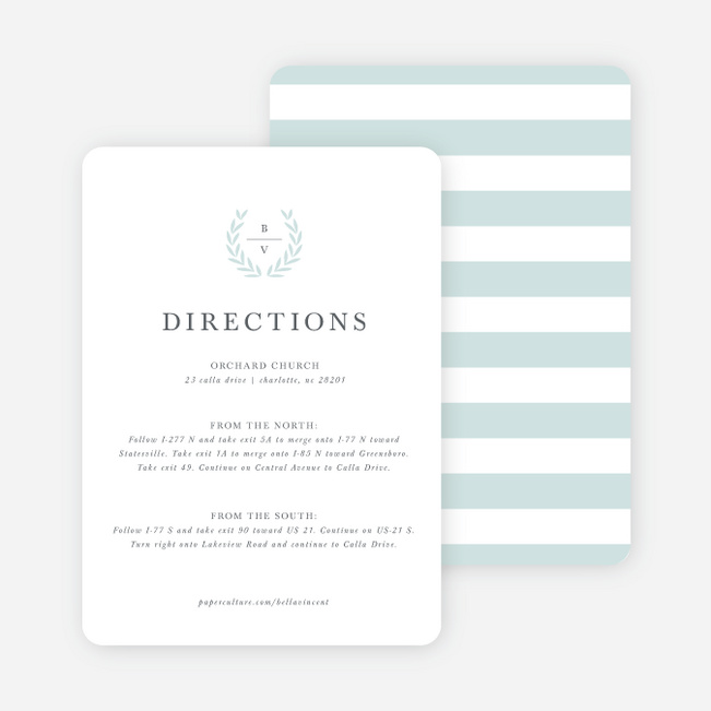 Look to Your Laurels Wedding Direction Cards - Blue