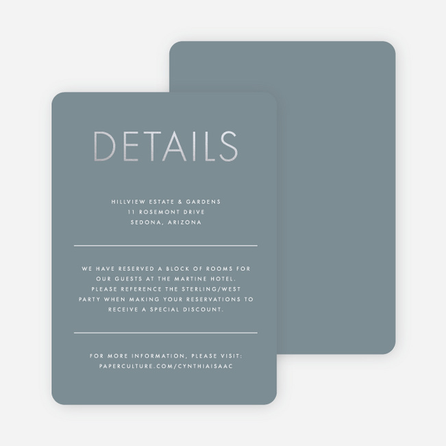 Foil Perfect Union Wedding Information Cards - Blue