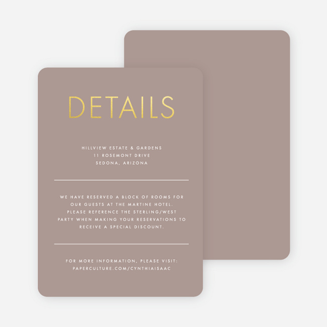 Foil Perfect Union Wedding Information Cards - Brown