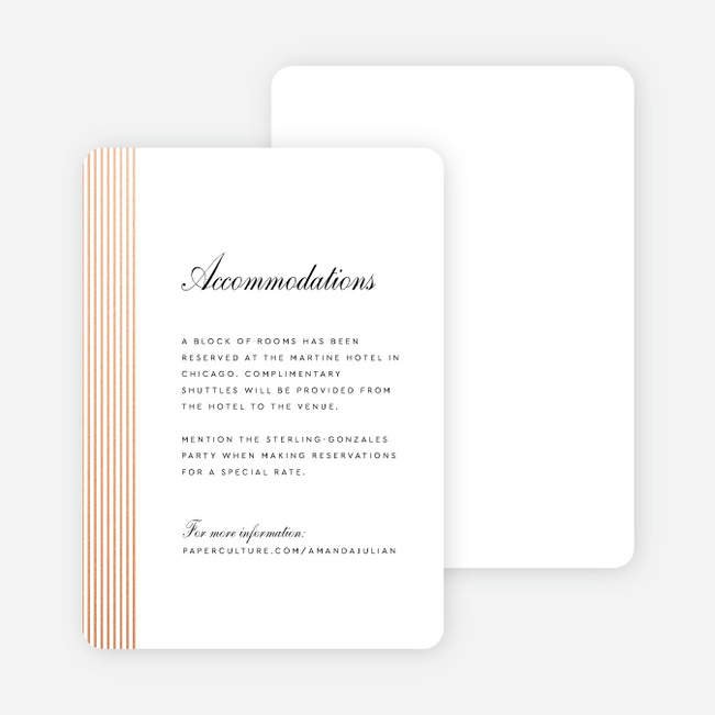 Foil Sidebar Wedding Wedding Information Cards - Pink