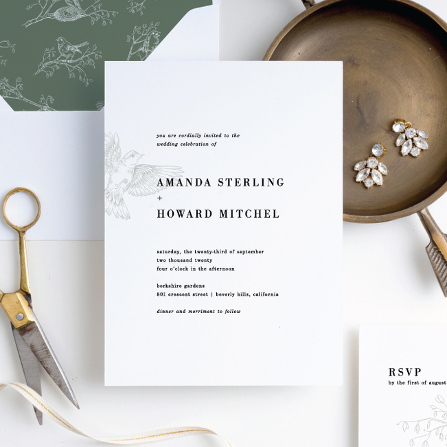 Nesting Birds Wedding Invitation Suites - Black