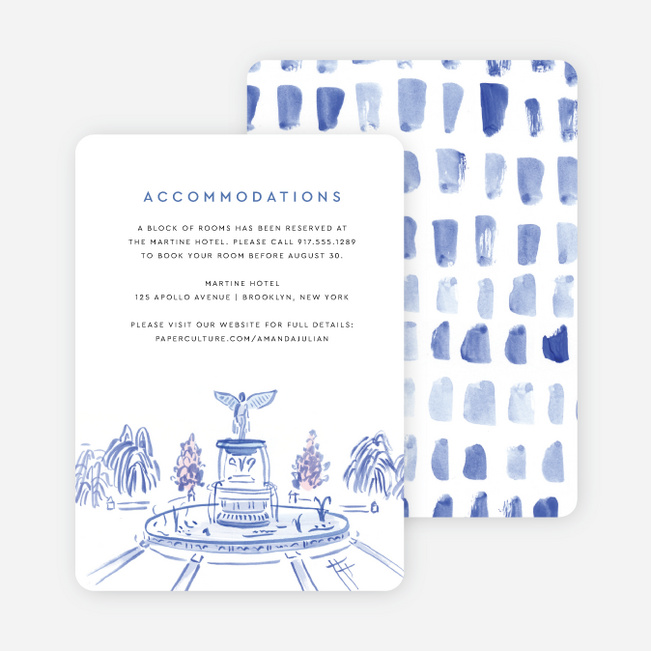 NYC Landmarks Wedding Information Cards - Blue