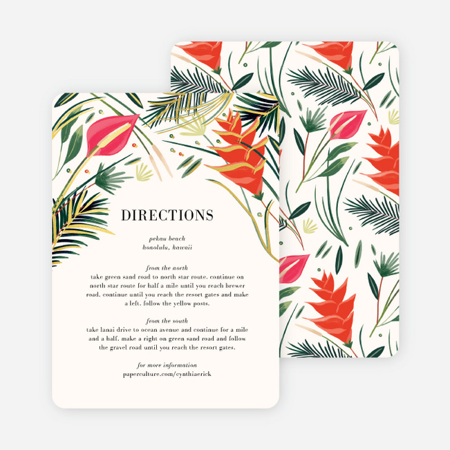 Polynesian Florals Wedding Information Cards - Multi