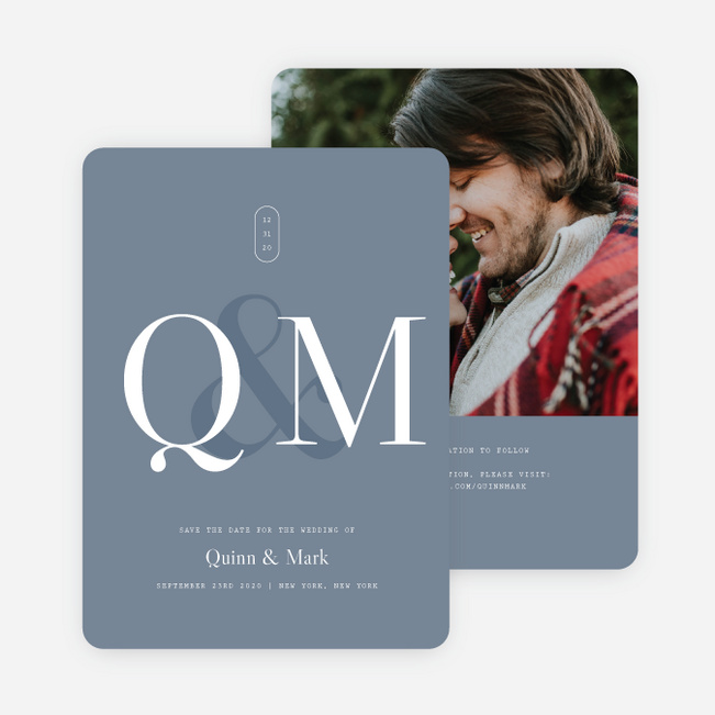 Shadow Details Save the Date Cards - Blue