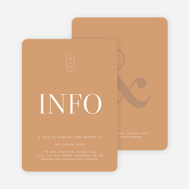 Shadow Details Wedding Information Cards - Brown
