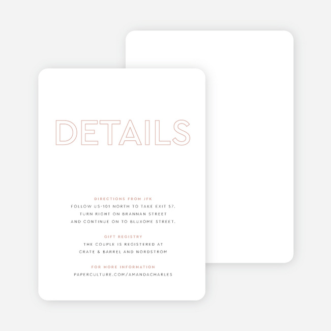 Wordplay Wedding Wedding Information Cards - Pink