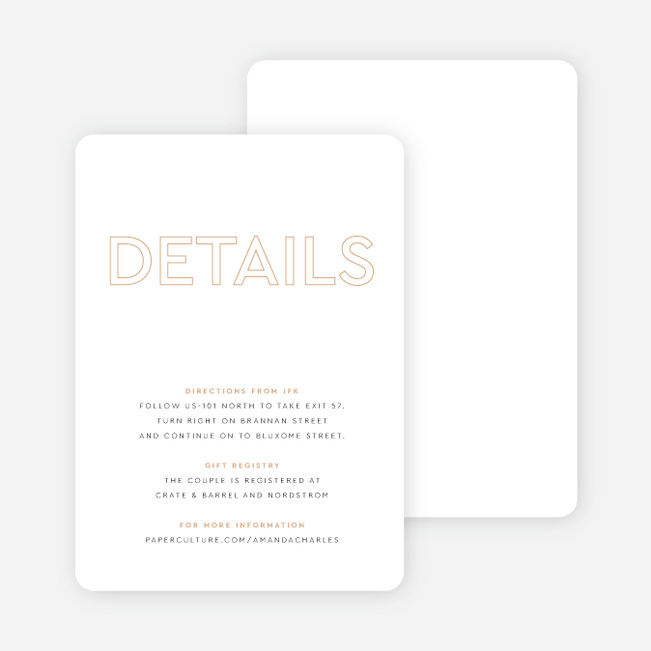Wordplay Wedding Wedding Information Cards - Yellow