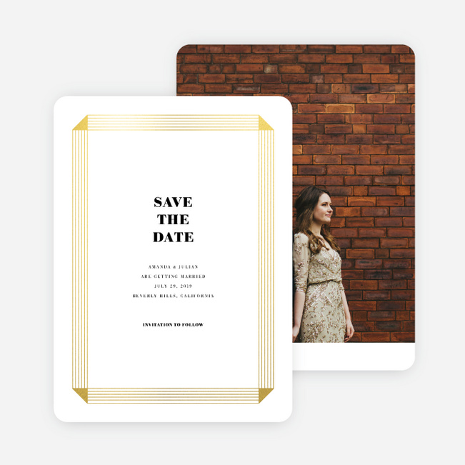 Foil On a Scroll Save the Date Cards - Black