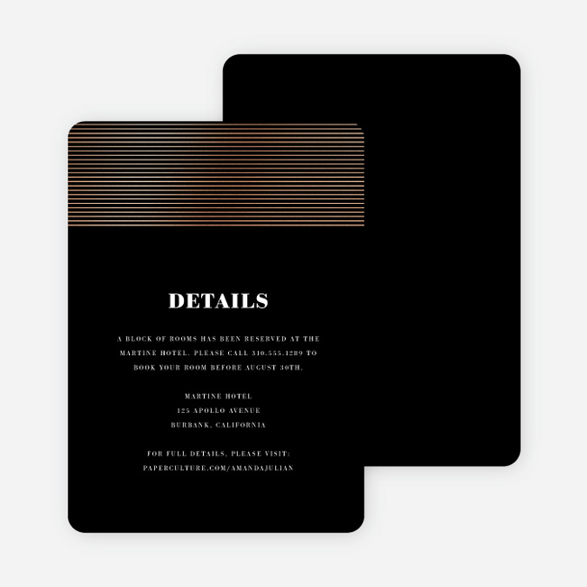 Foil On a Scroll Wedding Information Cards - Black