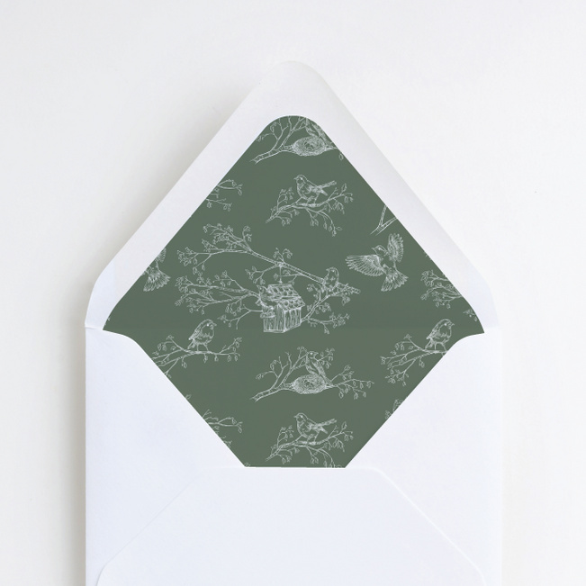Nesting Birds Wedding Envelope Liners - Blue