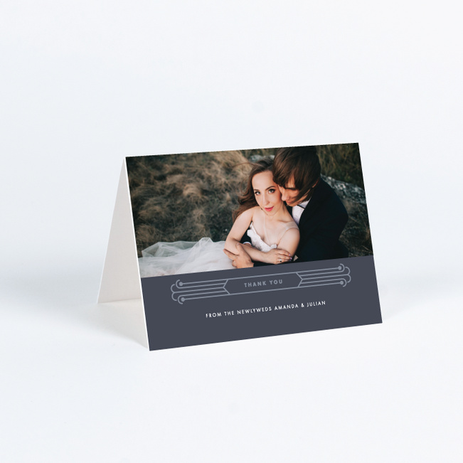 Art Deco Wedding Thank You Cards - Blue