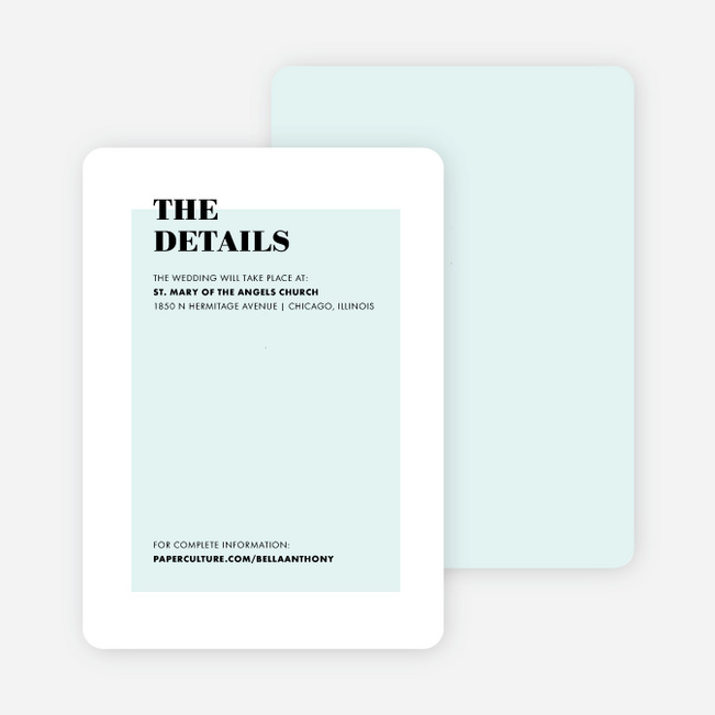 Boldly Typographic Wedding Information Cards - Blue