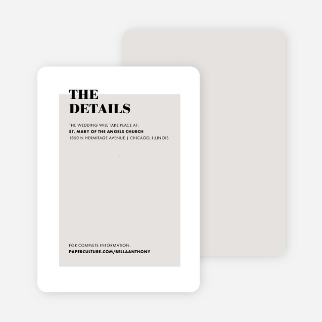 Boldly Typographic Wedding Information Cards - Gray