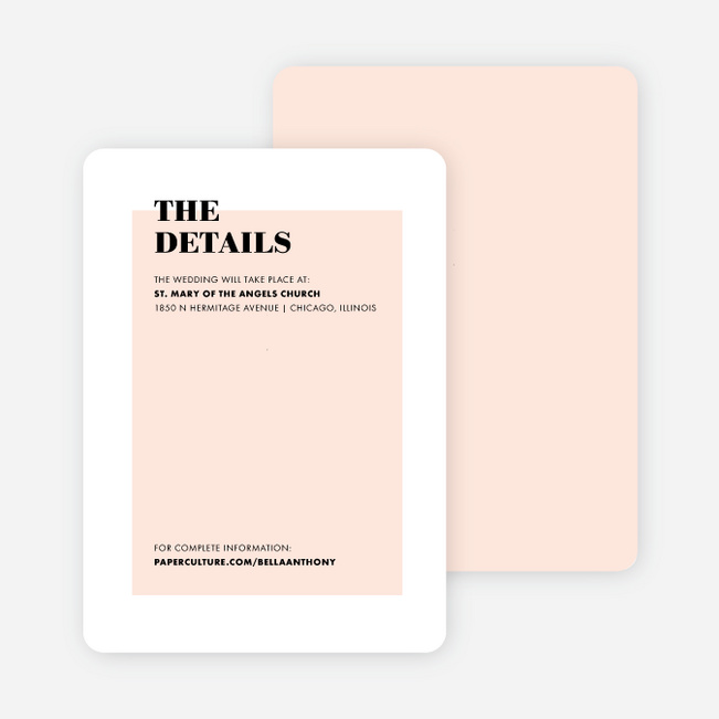 Boldly Typographic Wedding Information Cards - Pink