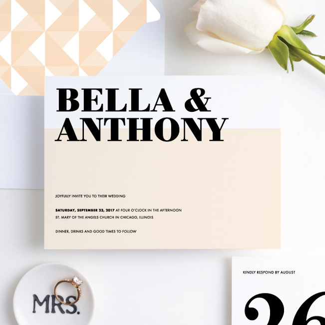 Boldly Typographic Wedding Invitations - Beige