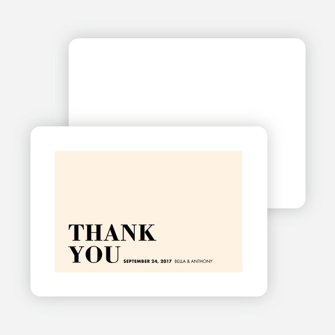 Boldly Typographic Wedding Thank You Cards - Beige
