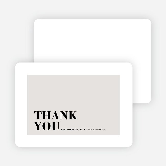 Boldly Typographic Wedding Thank You Cards - Gray