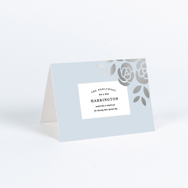 Coming Up Roses Wedding Thank You Cards - Blue