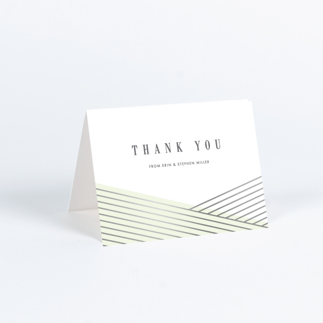 Diagonal Chic Wedding Thank You Cards - Green