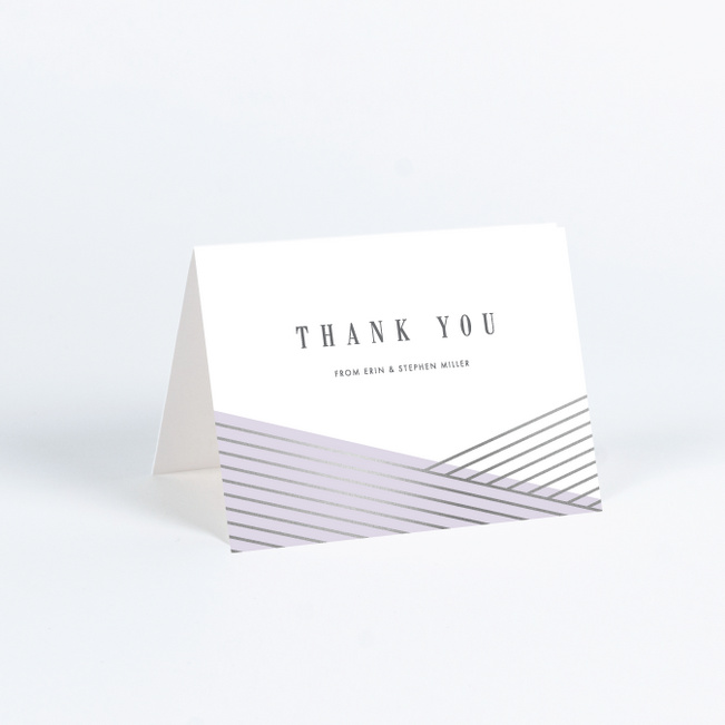 Diagonal Chic Wedding Thank You Cards - Purple