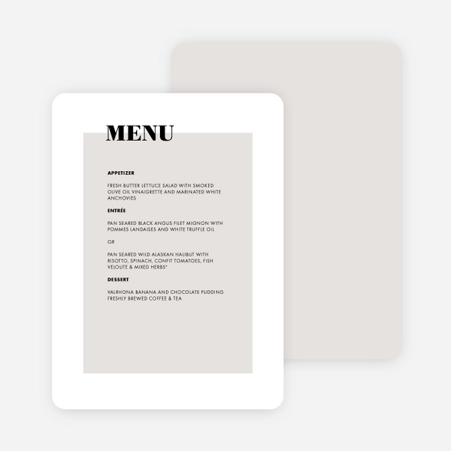 Modern Typography Wedding Menus - Gray