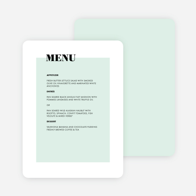 Modern Typography Wedding Menus - Green