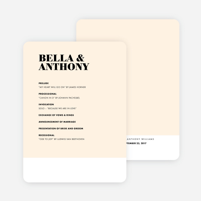 Modern Typography Wedding Programs - Beige