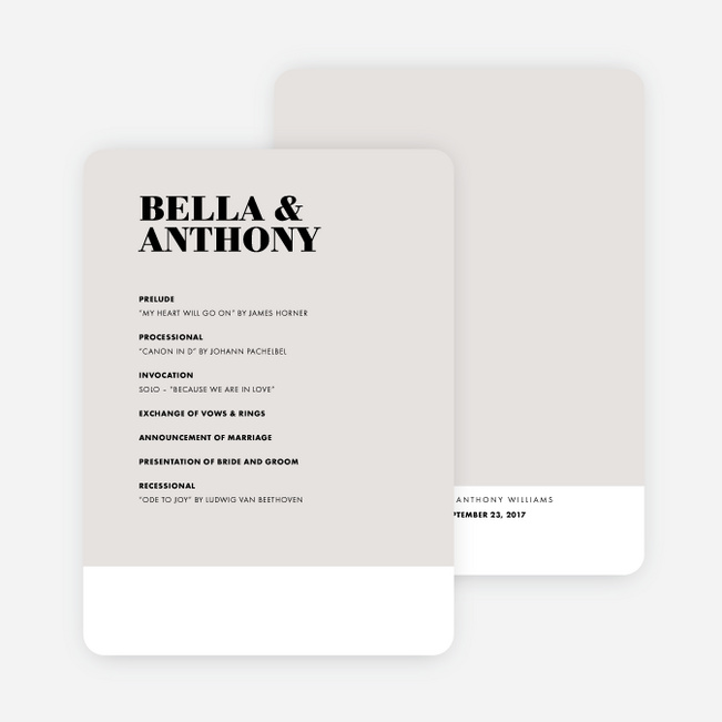 Modern Typography Wedding Programs - Gray