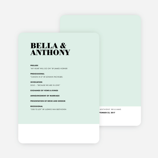 Modern Typography Wedding Programs - Green