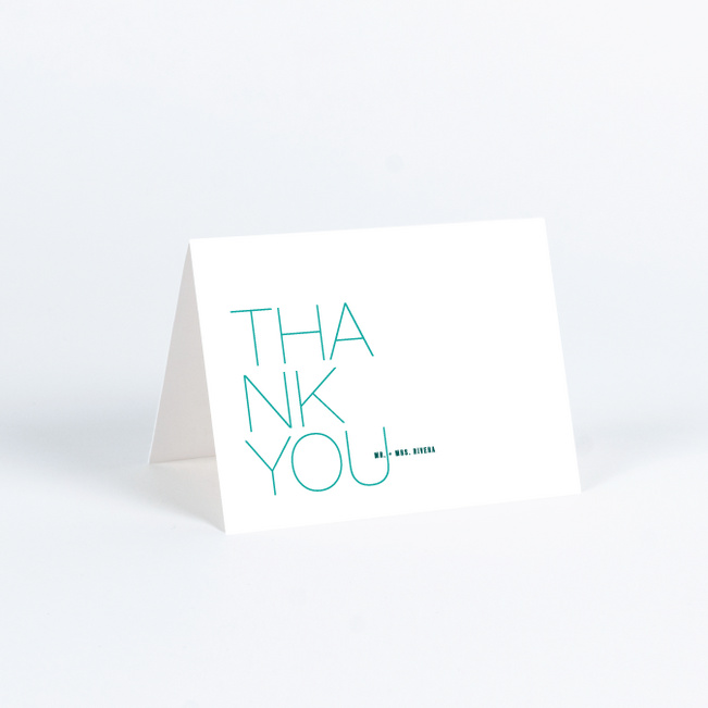 Stacked Type Wedding Thank You Cards - Green