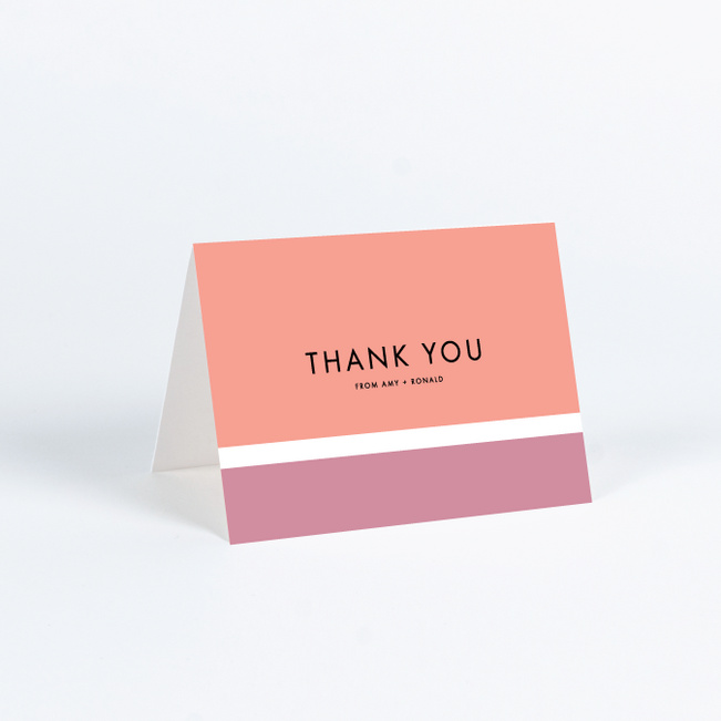 Stripe It Wedding Thank You Cards - Pink