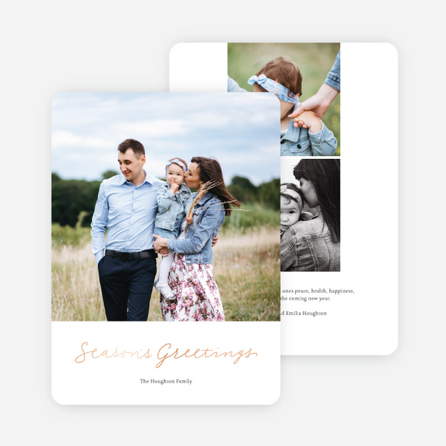 Warmest Greetings Multi Photo Holiday Cards - Pink