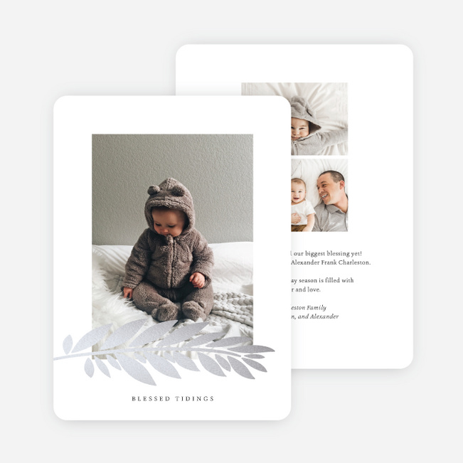 Foil Branch Stamp Christmas Cards - Gray