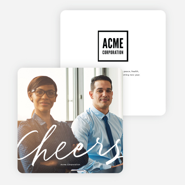 Cheers To You Business and Corporate Holiday Cards - White
