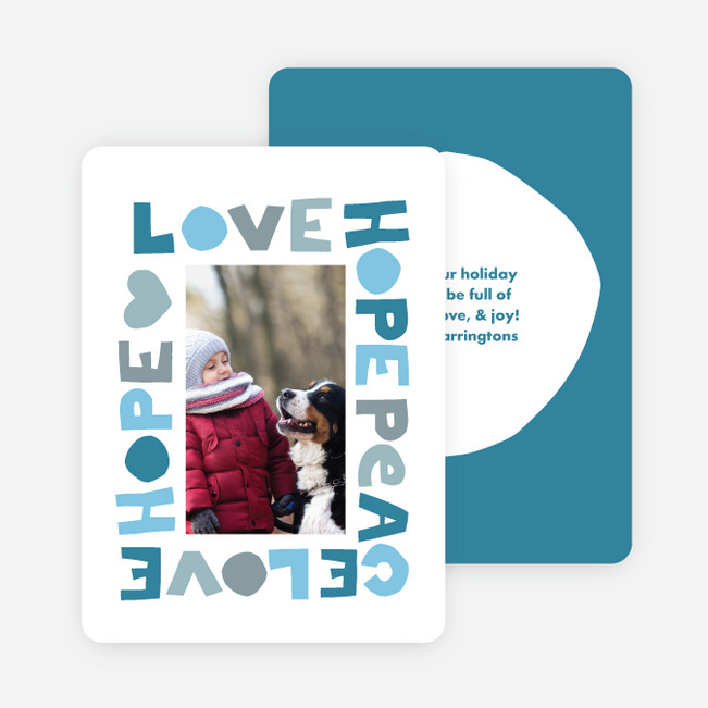 Framed Wishes Christmas Photo Cards & Holiday Photo Cards - Blue