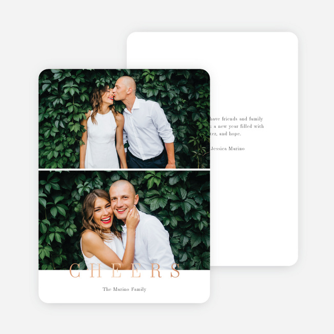 Foil Blessed Message New Year Cards and Invitations - Pink