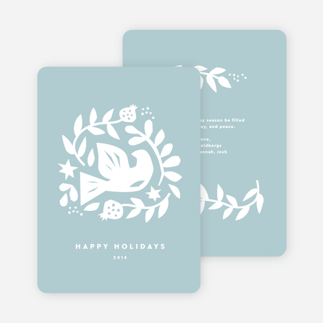 Bird Cutout Multi Photo Holiday Cards - Blue