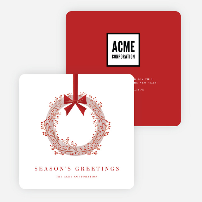 Boughs of Holly Business and Corporate Holiday Cards - Red