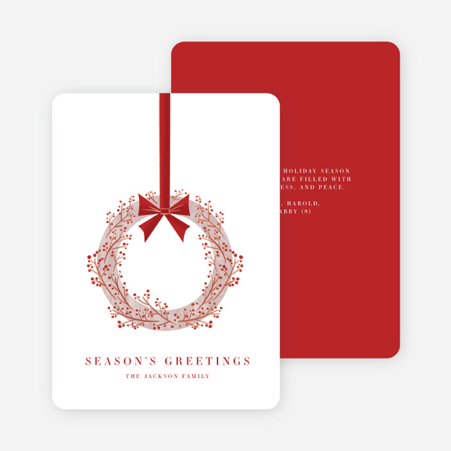 Boughs of Holly Multi Photo Holiday Cards - Red