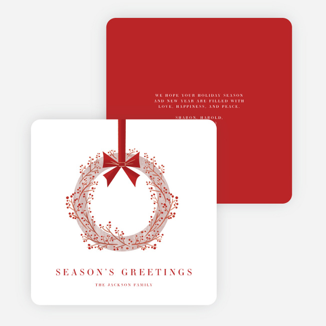 Boughs of Holly Multi Photo Holiday Cards - Red