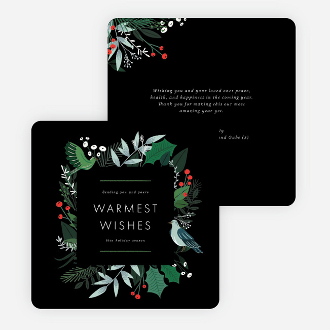 Lush Greenery Multi Photo Holiday Cards - Multi