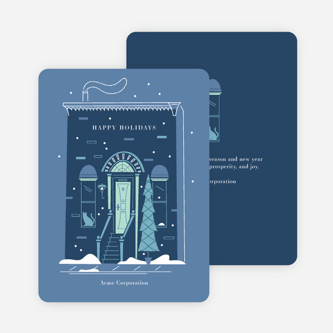 Seasonal City Living Business and Corporate Holiday Cards - Blue