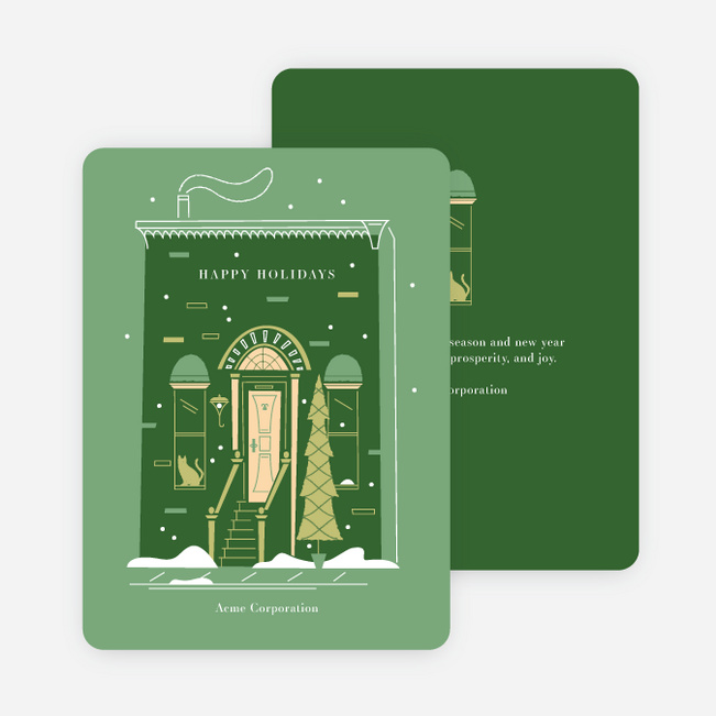 Seasonal City Living Business and Corporate Holiday Cards - Green