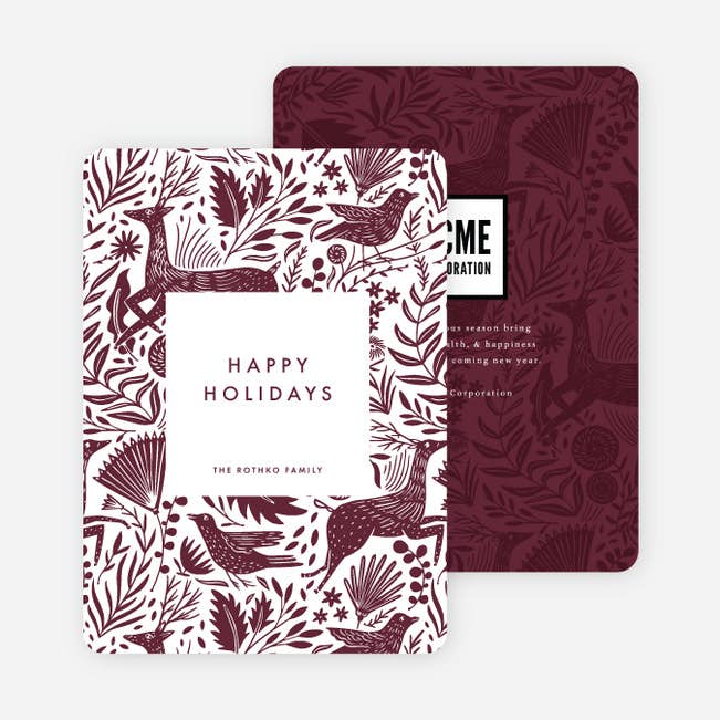 Winter Woodblock Pattern Business And Corporate Holiday Cards Paper Culture