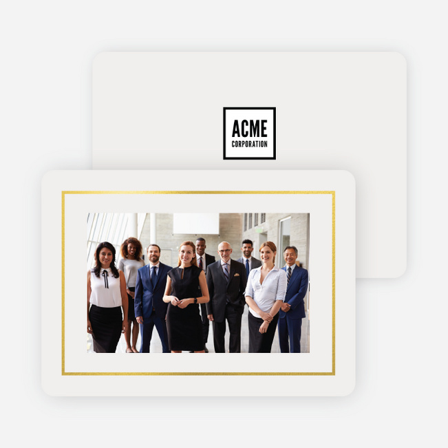 Foil Professional Frame Business and Corporate Holiday Cards - Yellow