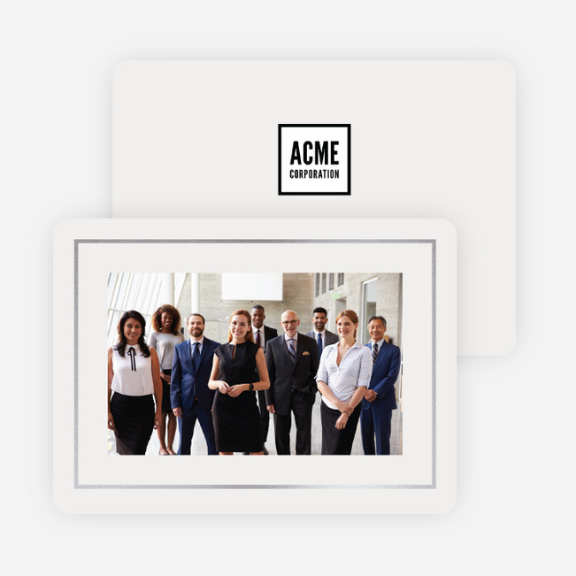 Foil Professional Frame Business and Corporate Holiday Cards - Gray