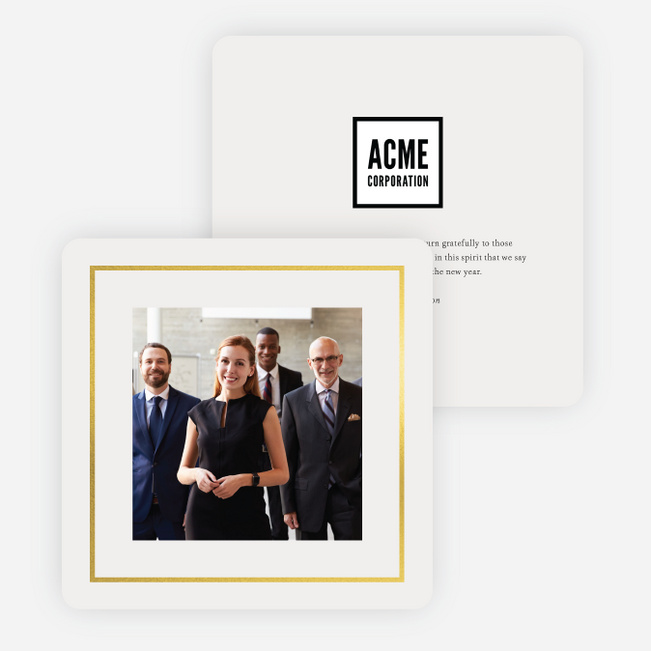 Foil Professional Frame Business and Corporate Holiday Cards - Yellow
