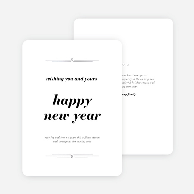 Foil Vintage Motif New Year Cards and Invitations - Gray